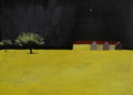 Yellow field at night